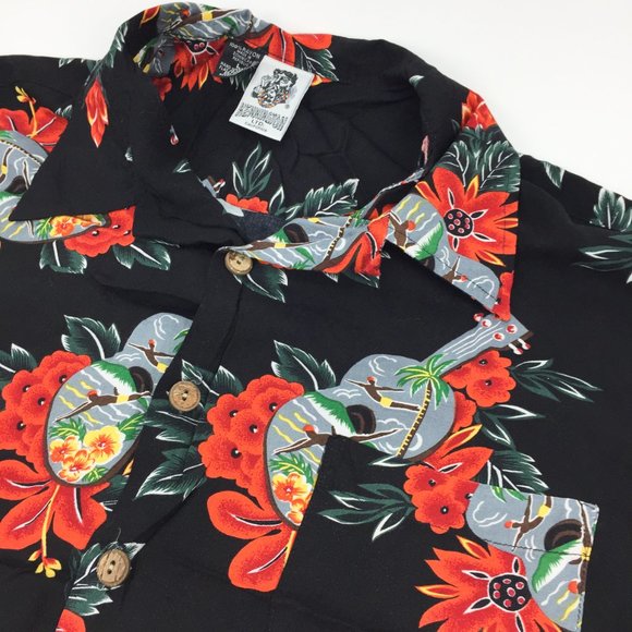 Kennington Shirt - Hawaiian Guitar, Men's Large Short Sleeve Button Down - Picture 4 of 5